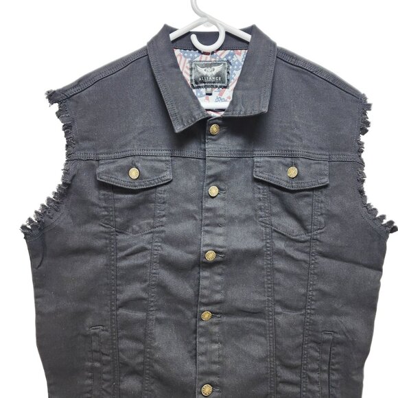 Denim Mens Sleeveless Vest Jacket Size Medium By Alliance Fashion - Picture 5 of 7